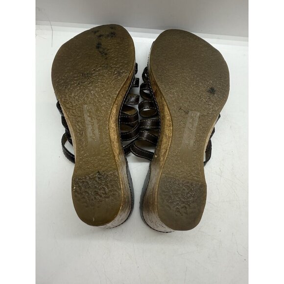 Vtg American Eagle Brown Strappy Faux Leather Mules Thongs Sandals Size 6.5 Y2K - Picture 7 of 7